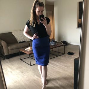 NWT J. Crew Royal Blue Textured Pencil Skirt